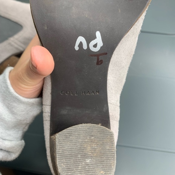 Cole Haan Hayes Gore Suede Grey Heeled Ankle Boots - Picture 7 of 11